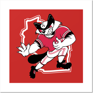 Retro Badger Cartoon Football Player Posters and Art